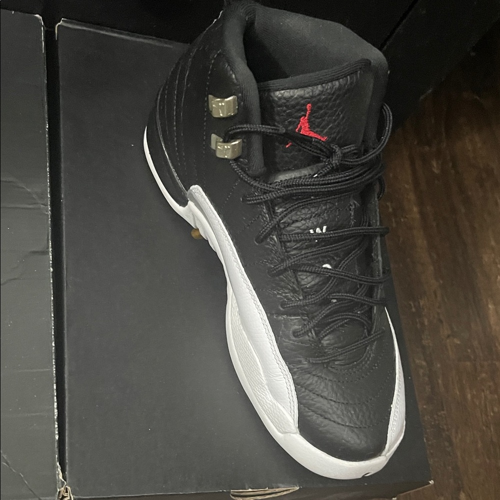 Jordan Kids Black and White Sneakers with Red Accents